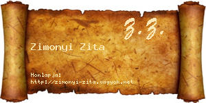 Zimonyi Zita névjegykártya